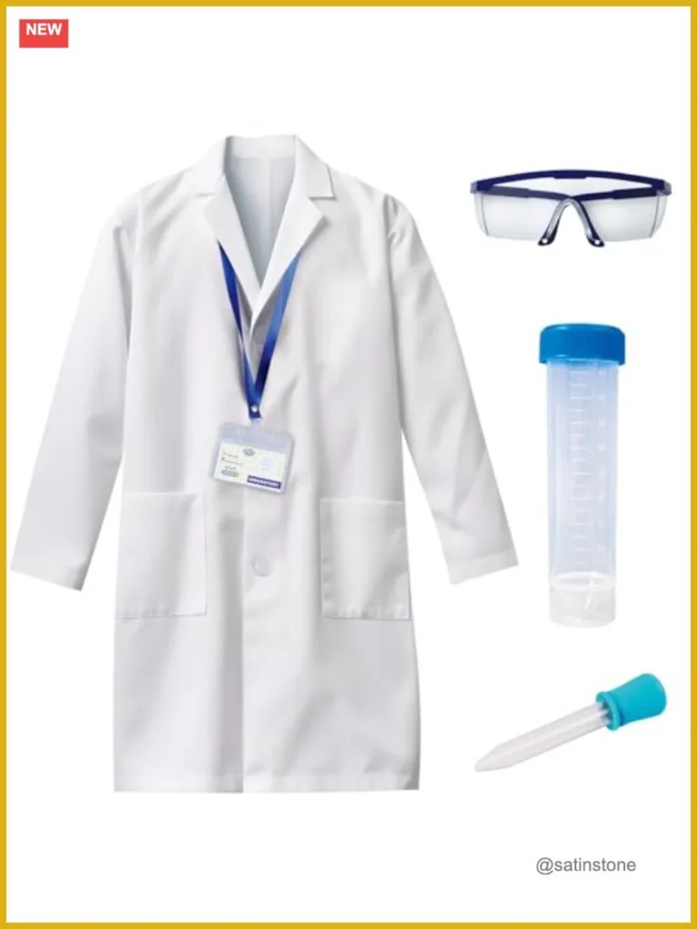 Kids Lab Coat Dress Up with Goggles ID Card Test Tube Costume